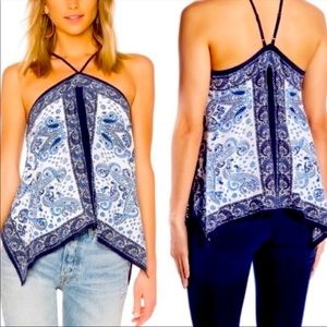 NWOT Joie Blue Paisley Bandana Silk Top